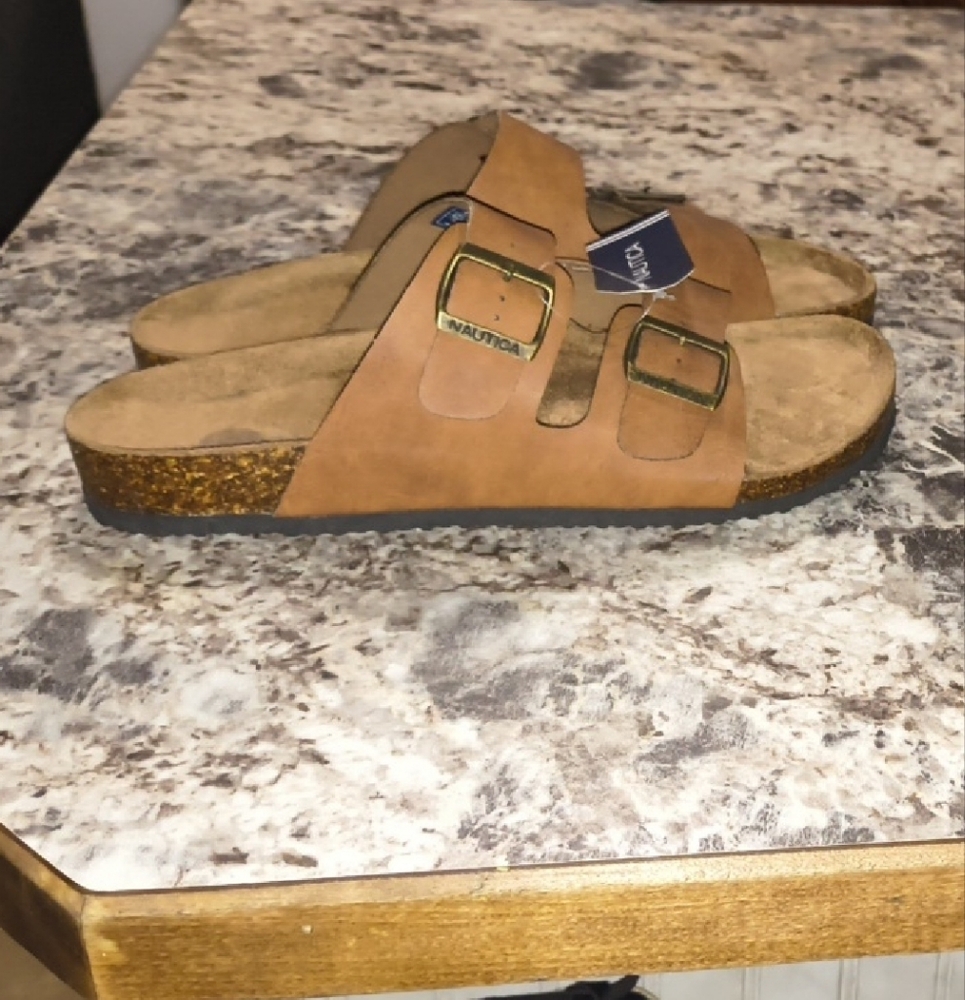 Nautica Brown Double Strap Sandals. Mens. NWT.